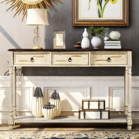 Breakwater Bay Palace Console Table Sofa Table with Drawers and Long Shelf