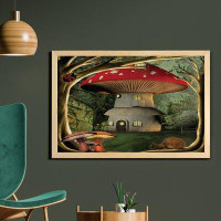 East Urban Home Ambesonne champignon, art mural avec cadre, maison de champ dans une coccinelle en forêt enchantée et ar