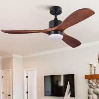 Wade Logan 52" 3 - Blade LED Propeller Ceiling Fan with Remote Control and Dimmable Light Kit Included