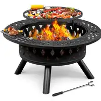 Winston Porter Laurenzo 25'' H x 38'' W Steel Wood Burning Outdoor Fire Pit Table