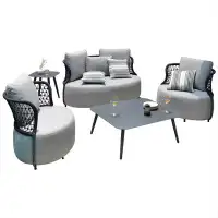 Recon Furniture 4- Person Outdoor Patio Conversation Furniture Set With Soft Pads and  coffee table