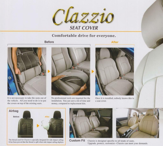Clazzio Synthetic Leather Seat Covers (3 Rows) | 2011-2023 Toyota Sienna Minivan in Other Parts & Accessories - Image 4