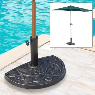 19.75in, 19.8lbs Half-Round Resin Umbrella Base Stand for 1.5-1.9in Pole Sun Shade - Bronze