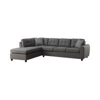 Latitude Run® Artamas Grey Button Tufted Sectional With Removable Cushion