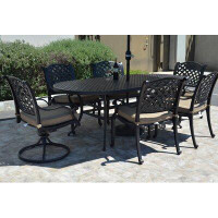 Darby Home Co Middleburgh Oval 6 - Person 86" Long Aluminum Dining Set with Cushions