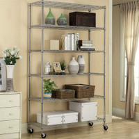 NEW 6 LAYER ADJUSTABLE WIRE METAL CHROME SHELVING RACK WS776
