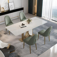 RARLON Light luxury modern rectangular creative dining table+4 dining chair combinations.