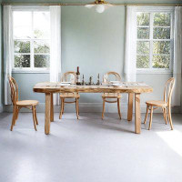 PULOSK 7 - Person Burlywood Rectangular Pine Wood Dining Table Set