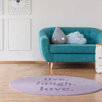 East Urban Home Handwritten Live Laugh Love Quote Poly Chenille Rug