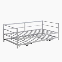 Latitude Run® Metal Daybed with Adjustable Trundle, Pop Up Trundle