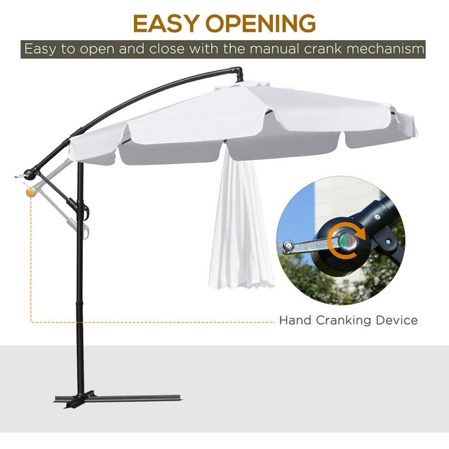 Cantilever Umbrella 8.7' x 8.7' x 8.7' White in Patio & Garden Furniture - Image 4