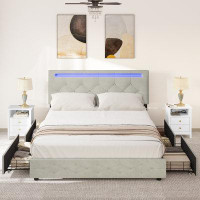 Wade Logan Arvyda Upholstered Storage Bed with Lighted Headboard