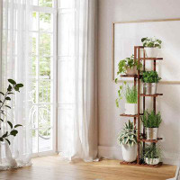 Arlmont & Co. 6 Tier 7 Potted Bamboo Plant Stands for Indoor Plants, Corner Plant Stand, Tiered Plant Stands