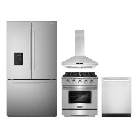 Cosmo Cosmo 4 Piece Kitchen Appliance Package with French Door Refrigerator , 29.8'' Gas Freestanding Range , Built-In D