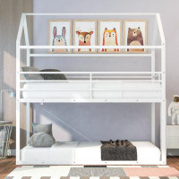 Harper Orchard Bunk Beds For Kids Twin Over Twin,House Bunk Bed Metal Bed Frame Built-In Ladder