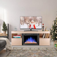R.W.FLAME  TV Stand for TV up to 60" with Electric Fireplace