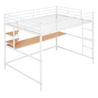 antfurniture Metal Loft Bed With Desk And Shelve