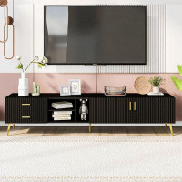 Mercer41 Modern TV Stand with 5 Champagne Legs