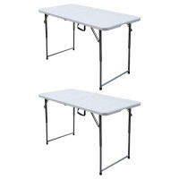 Plastic Development Group Plastic Development Group 4 Ft Long Fold in Half Banquet Folding Table, (2 Pack)