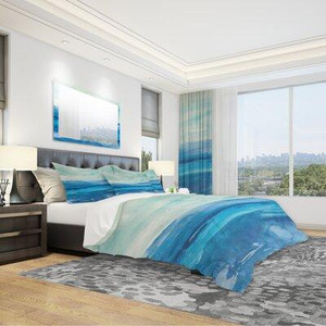 Made in Canada - East Urban Home Out to Sea Blue Microfiber Coastal Duvet Cover Set Canada Preview