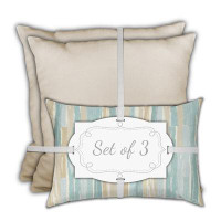 HOMEROOT Set Of Three 18" X 18" Tan And Seafoam Zippered Solid Colour Throw Indoor Outdoor Pillow