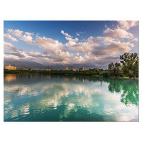 Design Art 'City Lake with Cloud Reflection' Photographic Print on Wrapped Canvas