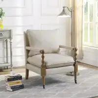 Longshore Tides Upholstered Accent Chair With Casters Beige