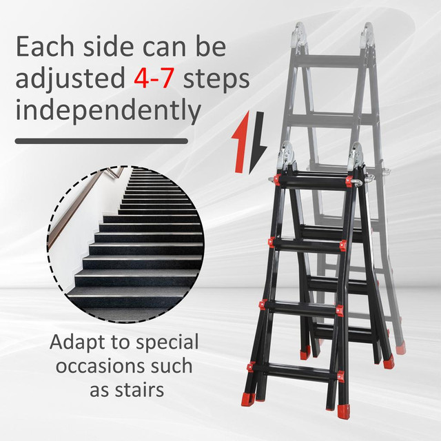 Telescopic Ladder 157.9" L x 19.4" W x 4.3" H Black in Other - Image 4