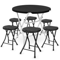 MoNiBloom 6-Person Folding Round Table and Chair Set