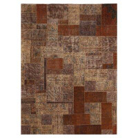 Herat Oriental One-of-a-Kind Patchwork Hand-Knotted Wool Beige/Brown Area Rug