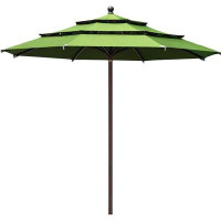 Hokku Designs 10-Year-Non-Fading Sunumbrella 11Ft 3 Tiers Market Umbrella Patio Outdoor Cylinder Auto Push-Up Table Umbr