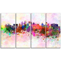 Made in Canada - Design Art Kansas City Skyline Cityscape 4 Piece Painting Print on Wrapped Canvas Set