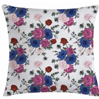 East Urban Home Ambesonne Anemone Flower Throw Pillow Cushion Cover, Bouquets Of Roses Anemones Eustoma Colourful Corsag