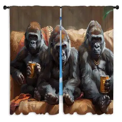 Upgrade your home decor with these Gorillas drinking window curtains printed in the USA! Great for y...