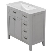Wildon Home® 36" Bathroom Vanity With Sink Combo, Black Bathroom Cabinet With Drawers, Solid Frame And MDF Board