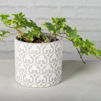 Ophelia & Co. Fleur-De-Lys White On Grey Planter