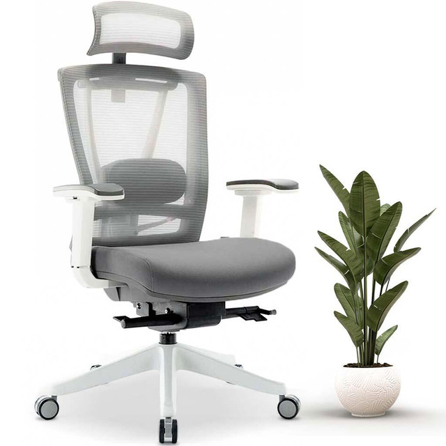 MotionGrey Cloud Mesh Series Executive Ergonomic Computer Desk Home Office Chair with 4D Armrest Lumbar Support- White in Chairs & Recliners
