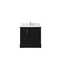 Willow Collections 36 In. W X 22 In. D Alys Center Sink Bathroom Vanity In Black With Cove Edge Empira White Quartz (Kno