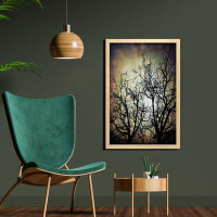 East Urban Home Ambesonne Horror Wall Art With Frame, Scary Twilight Scene With Grunge Tree Branch Silhouette Over Dirty