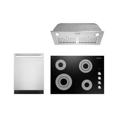 Cosmo Cosmo 3 Piece Kitchen Appliance Package with 30'' Electric Cooktop , Built-In Dishwasher , Insert Range Hood , and in Stoves, Ovens & Ranges