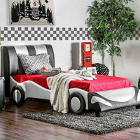 FOA Super Racer Silver & Black Kids Twin or Full Bed  - CM7945