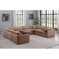 Meridian Furniture USA Indulge Faux Leather Upholstered 8-Piece U-Shaped Modular Sectional