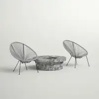 Sol 72 Outdoor™ Addyson Steel Fire Pit Table and 2 patio chairs