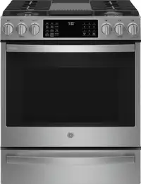 GE PCGS930YPFS 30 Slide In Gas Range Self Clean Convection Wi-Fi Enabled Stainless Steel color