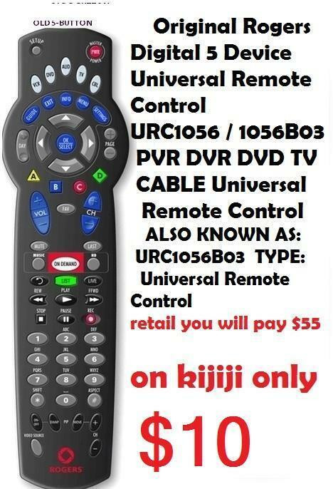 Original Rogers Digital 5 Device Universal Remote Control URC URC1055 URC1056 / URC1056B03 PVR DVR DVD TV CABLE in General Electronics in City of Toronto
