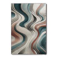 Ivy Bronx Laveeza Beige Abstract Digital Print High Quality Cotton Chenille Area Rug
