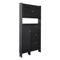 Rebrilliant Modernist Shoe Cabinet With Open Storage Space, Practical Hall Tree With 3 Flip Drawers, Multi-Functional &
