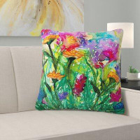 East Urban Home Couch Floral Insurgence I Square Throw Pillow