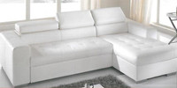 Vinyl Sectional w Storage Chaise & Pull out bed