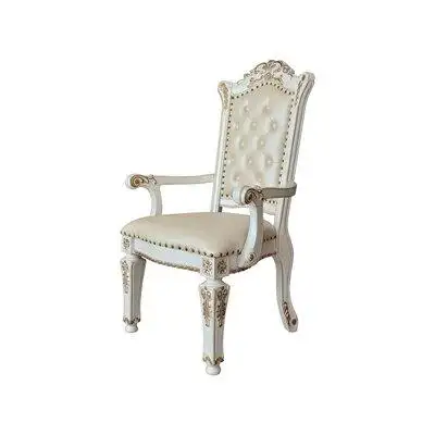 Rosdorf Park Hadis Arm Chair(Set-2) In PU & Antique Pearl Finish